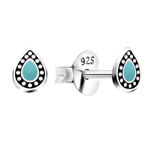 Ohrring mit blauen Stein Sterling Silber 925 E-16094