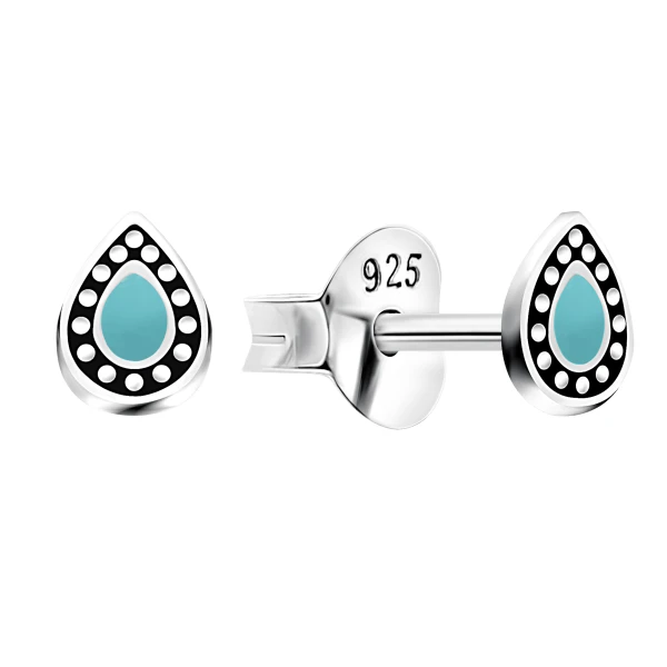 Ohrring mit blauen Stein Sterling Silber 925 E-16094