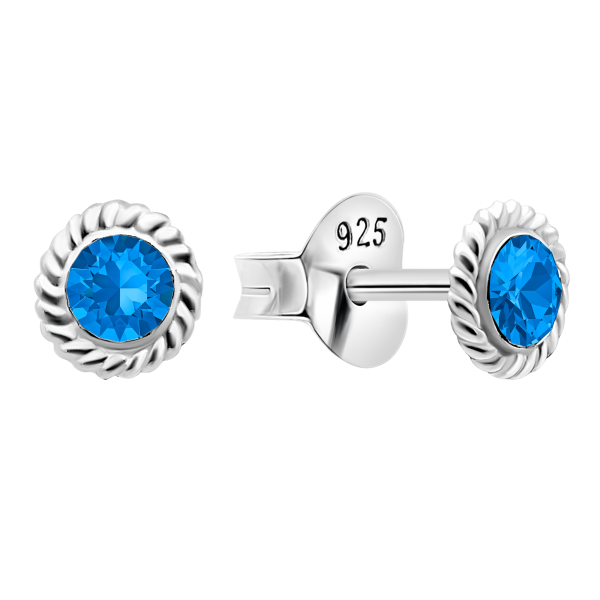 Ohrring mit blauen Stein Sterling silber 925 E-404