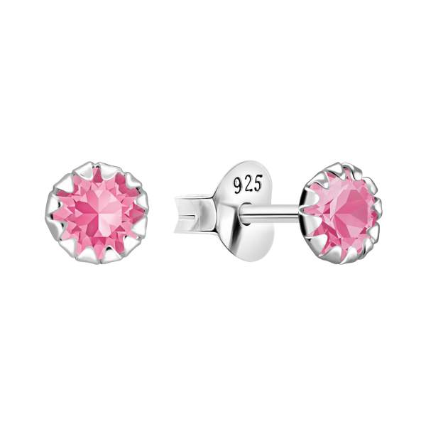 Ohrring mit pinken Stein Sterling Silber 925 E- 4258