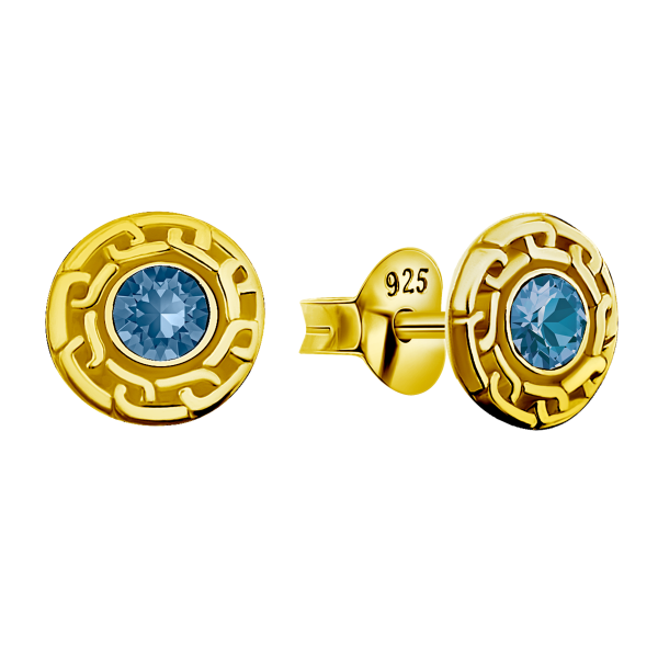 Ohrring mit blauen Stein Gold Sterling Silber 925 E-5893