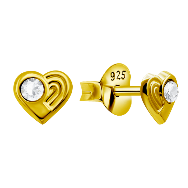 Ohrring mit Herz und Stein Gold Sterling Silber 925 E-5958