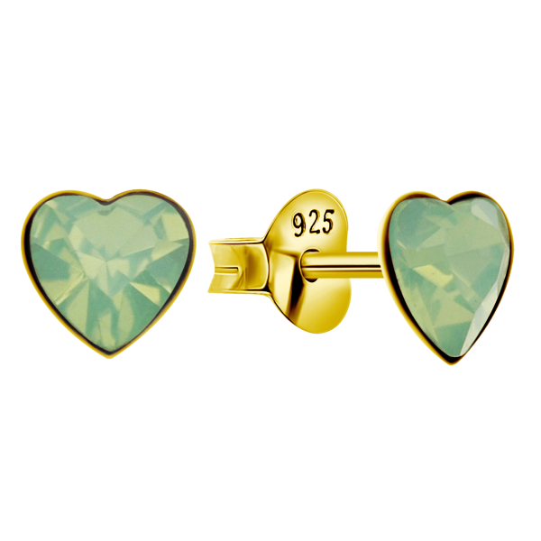 Ohrring mit grünem Herz Gold Sterling Silber 925 E-5964