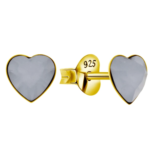 Ohrring mit grauen Herz Gold Sterling Silber 925 E-5959/4