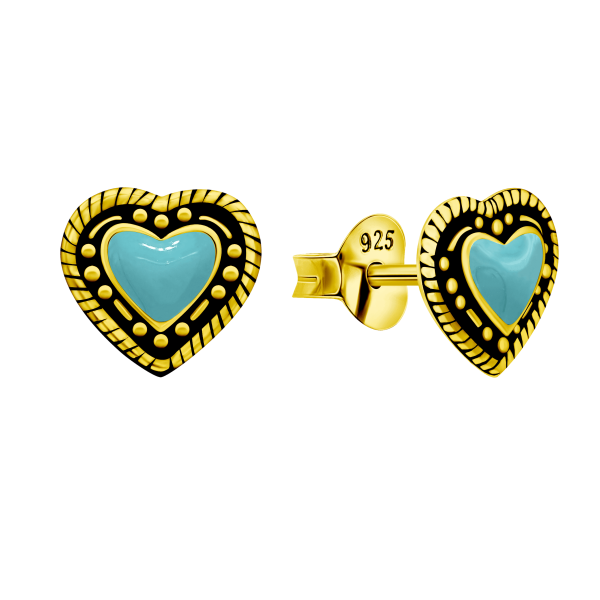 Ohrring mit Herzen Gold Sterling Silber 925 E-5964