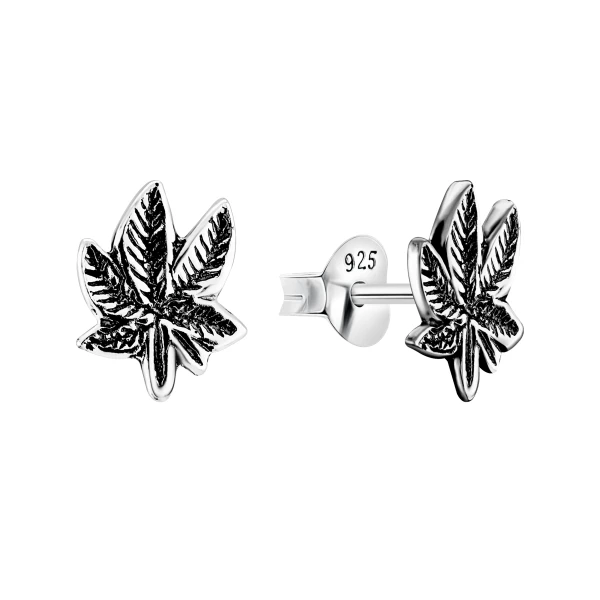 Ohrringe mit Cannabis Sterling Silber 925 EP-518
