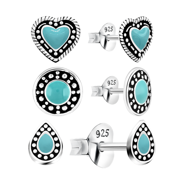 Ohrring Set in Türkis Sterling Silber 925 S-004
