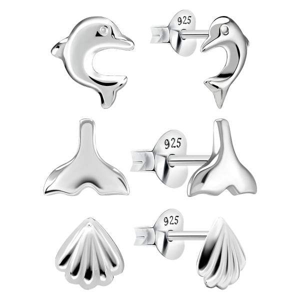 Ohrring Set mit Strand Motiven Sterling Silber 925 S-005