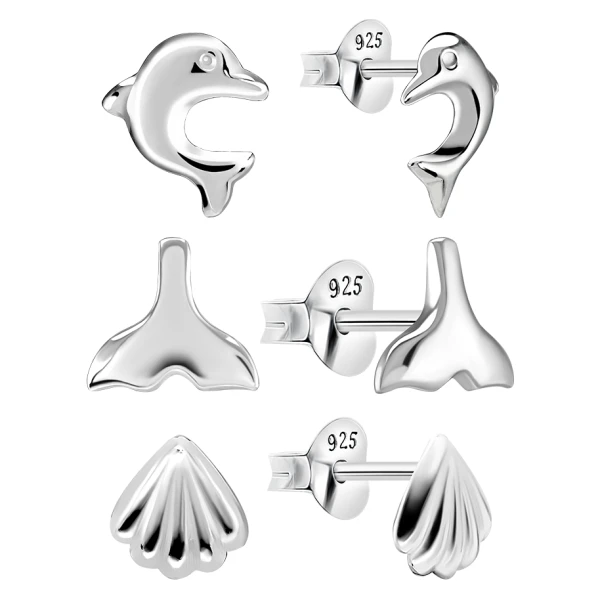 Ohrring Set mit Strand Motiven Sterling Silber 925 S-005