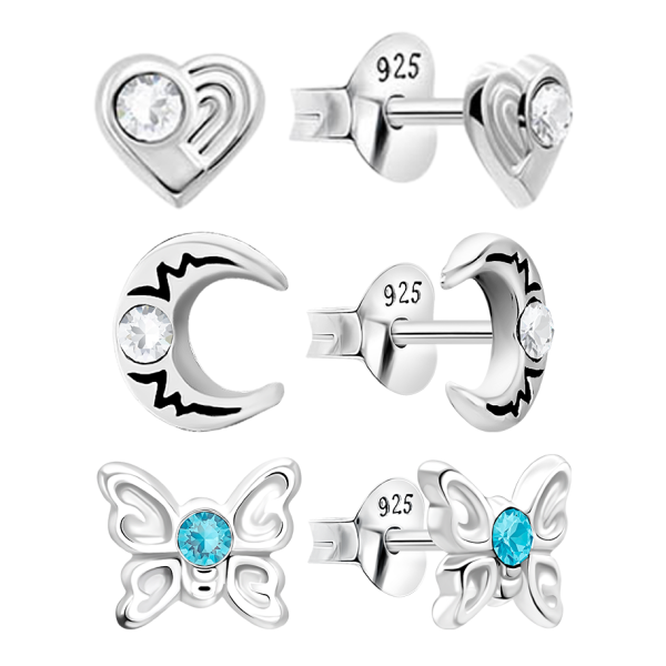 Ohrring Set mit Motiven Sterling Silber 925 S-006