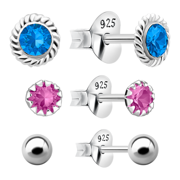 Ohrring Set mit verschiedenen Motiven Sterling Silber 925 S-008