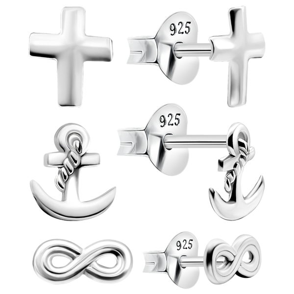 Ohrring Set mit Motiven Sterling Silber 925 S-011