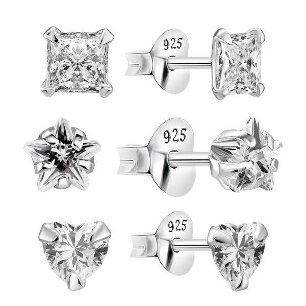 Ohrring Set mit Steinen Sterling Silber 925 S-012