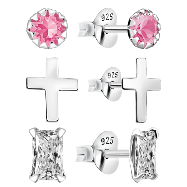 Ohrring Set mit verschiedenen Motiven Sterling Silber 925 S-013