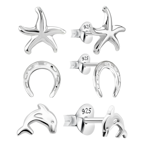 Ohrring Set mit Strand Motiven Sterling Silber 925 S-015