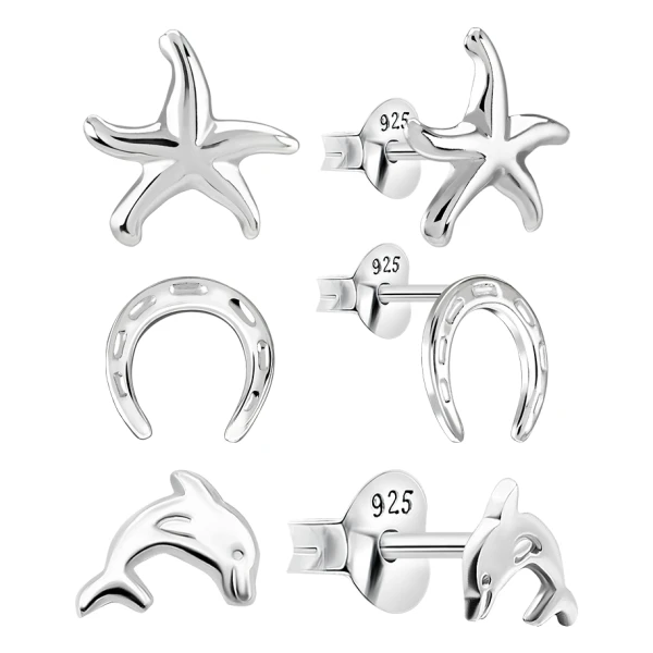 Ohrring Set mit Strand Motiven Sterling Silber 925 S-015