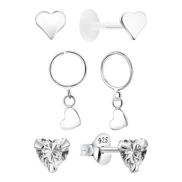 Ohrring Set mit Herzen Sterling Silber 925 S-016