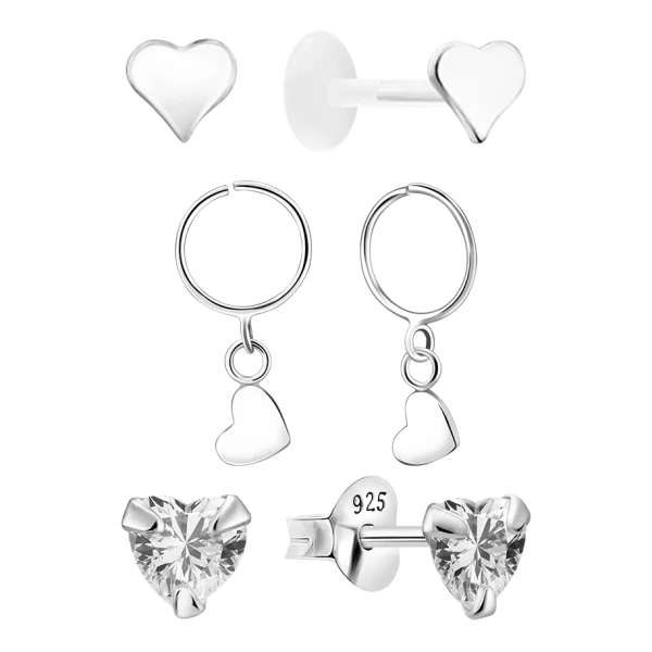 Ohrring Set mit Herzen Sterling Silber 925 S-016