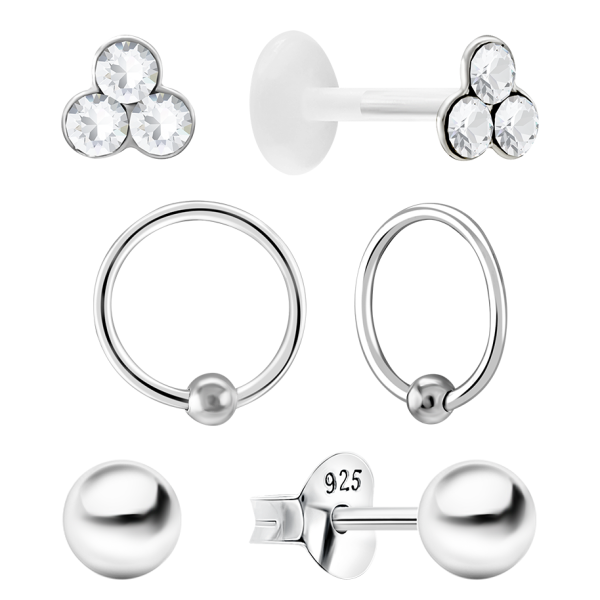 Ohrring Set mit Kugel Sterling Silber 925 S-017