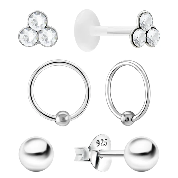 Ohrring Set mit Kugel Sterling Silber 925 S-017