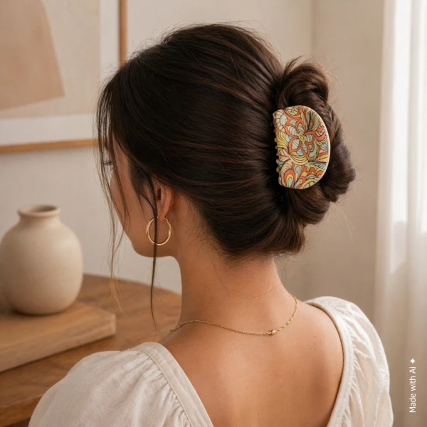 Printed Claw Clip – Abstract Floral