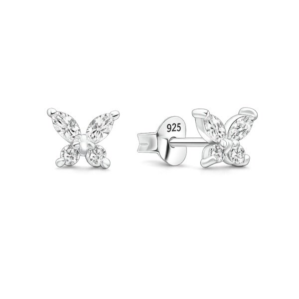 Schmetterling-Ohrstecker aus 925 Sterling Silber mit Zirkonia - EZ-1522