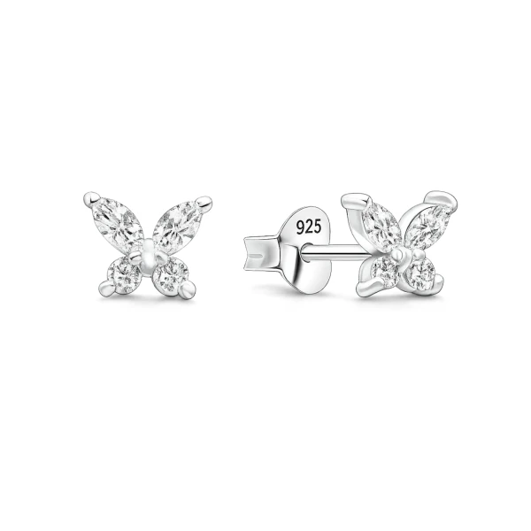 Schmetterling-Ohrstecker aus 925 Sterling Silber mit Zirkonia - EZ-1522