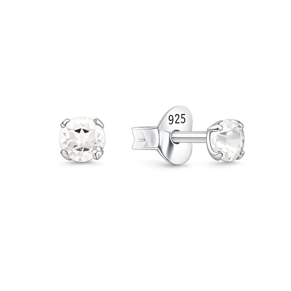 Ovale Weißtopas Ohrstecker aus 925 Sterling Silber – E-15511