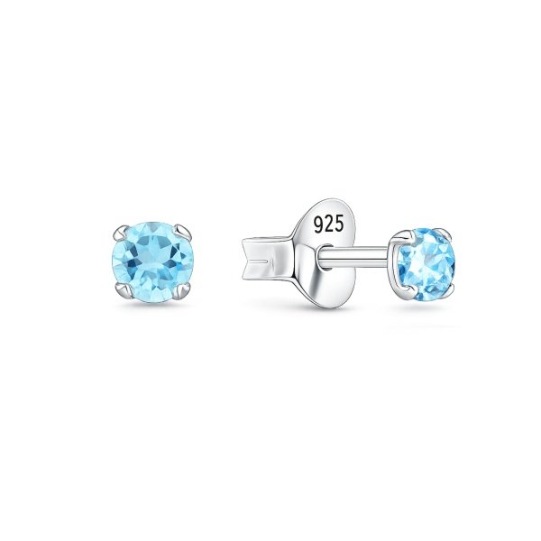 Ovale Blautopas-Ohrstecker aus 925 Sterling Silber – E-15511