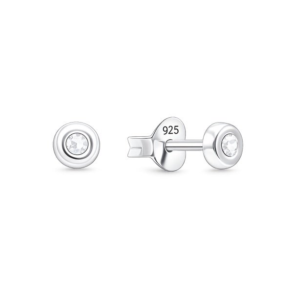 Runde Silber 925 Ohrstecker mit funkelndem Zirkonia – E-15902
