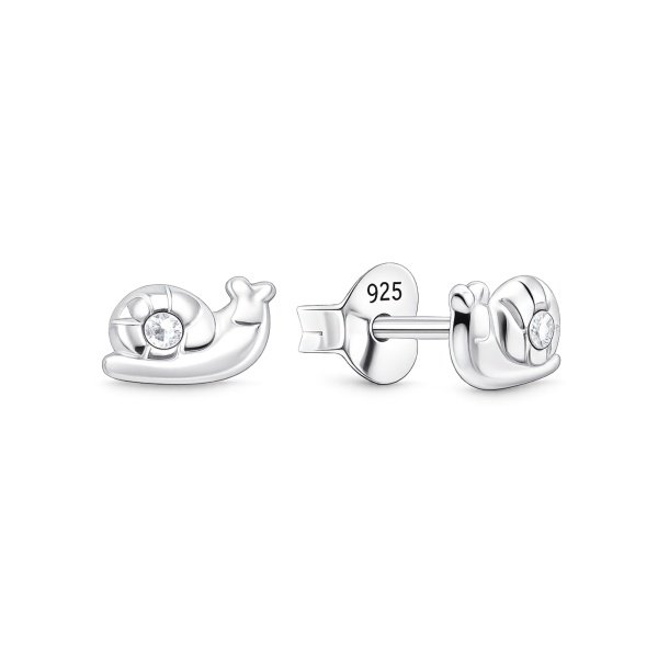 Silber 925 Schnecken-Ohrstecker mit funkelndem Zirkonia – E-16023