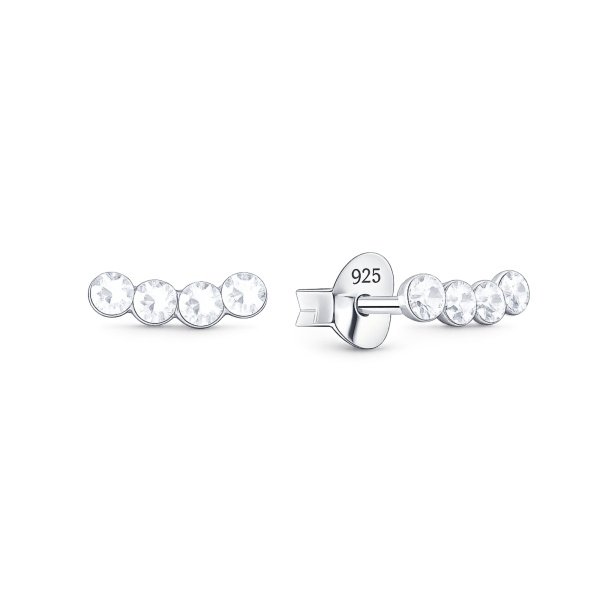 Silber 925 Ohrstecker mit vier funkelnden Zirkonia-Steinen – E-16250