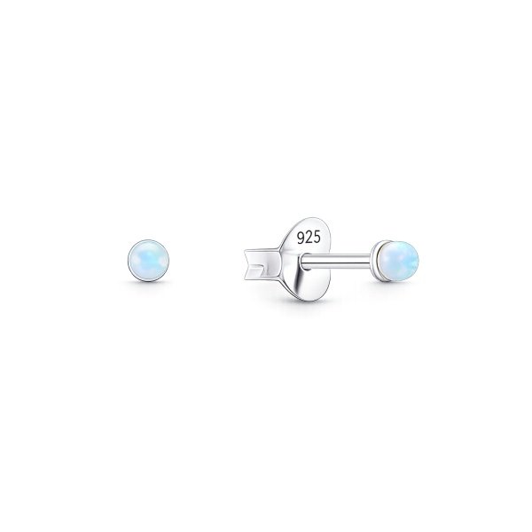 925 Sterling Silber Ohrstecker mit irisierendem Schmuckstein – E-16285