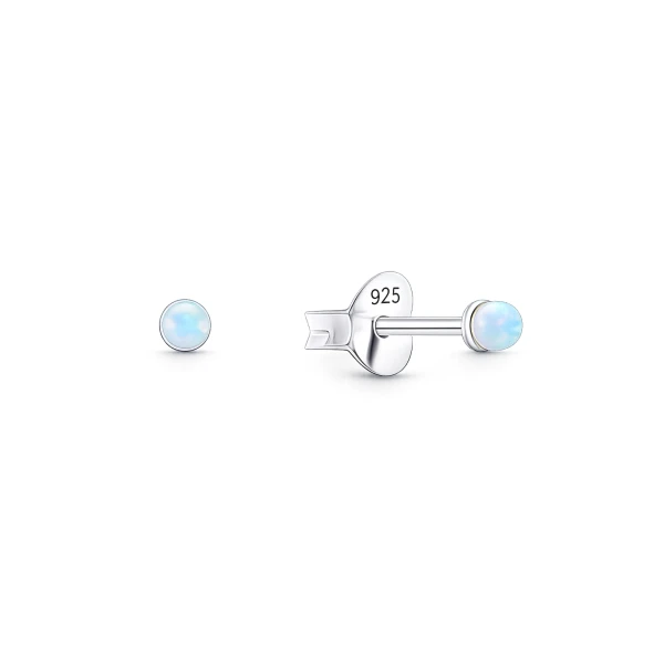 925 Sterling Silber Ohrstecker mit irisierendem Schmuckstein – E-16285