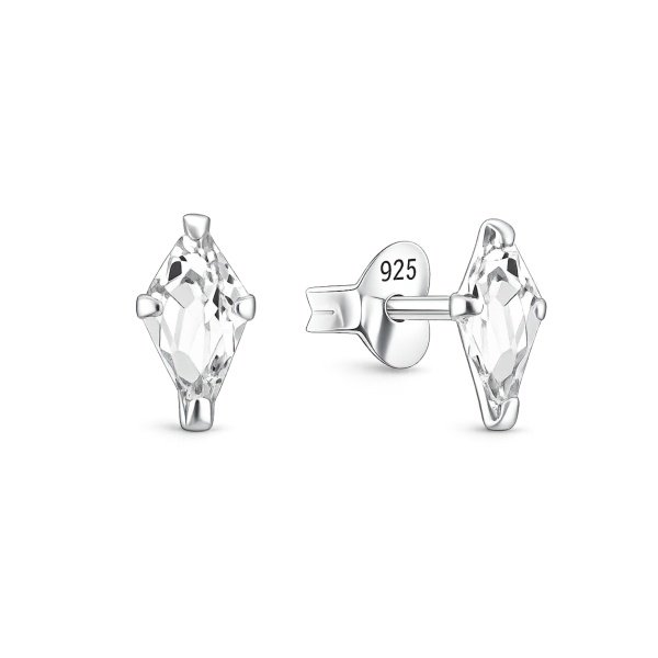 Silber 925 Ohrstecker mit rautenförmigem Zirkonia – EZ-1653