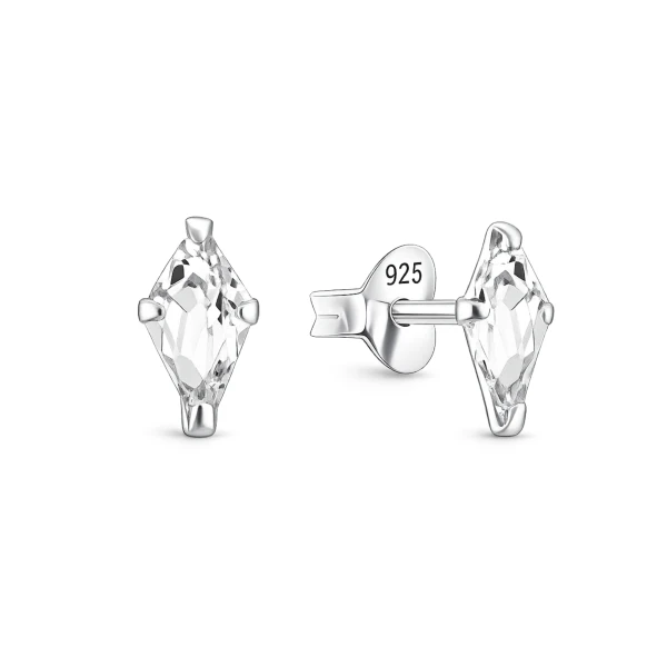 Silber 925 Ohrstecker mit rautenförmigem Zirkonia – EZ-1653