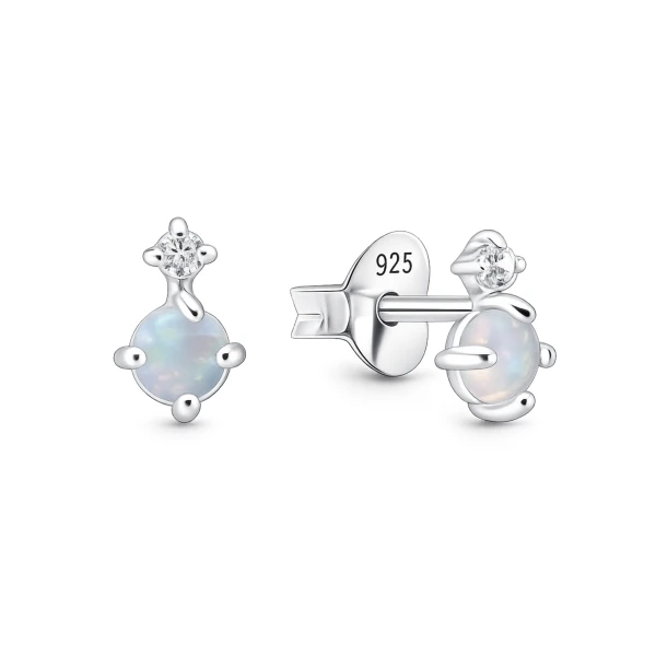 925 Sterling Silber Ohrstecker mit irisierendem Schmuckstein und Zirkonia – EZ-1697