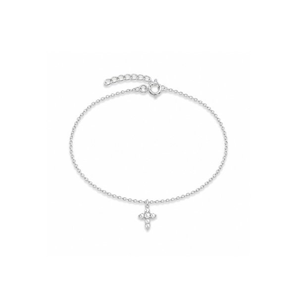 Silbernes Kreuz-Armband mit funkelnden Steinen – BL-2266