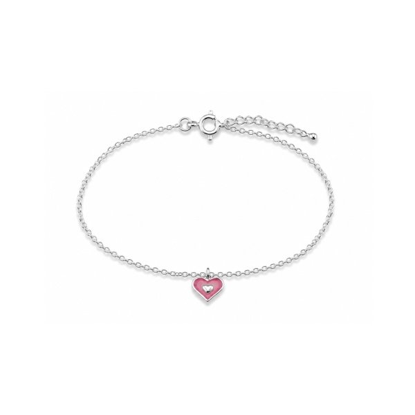 Silbernes Herz-Armband mit rosa Anhänger – BL-2289