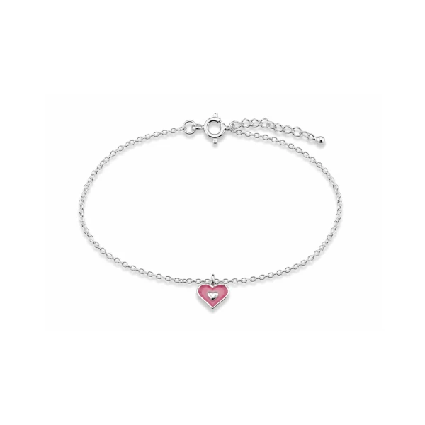 Silbernes Herz-Armband mit rosa Anhänger – BL-2289