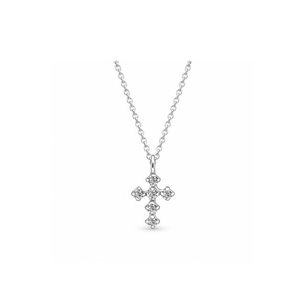 925 Sterling Silber Halskette mit Kreuzanhänger und Zirkonia – N-2330