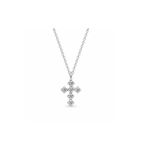 925 Sterling Silber Halskette mit Kreuzanhänger und Zirkonia – N-2330