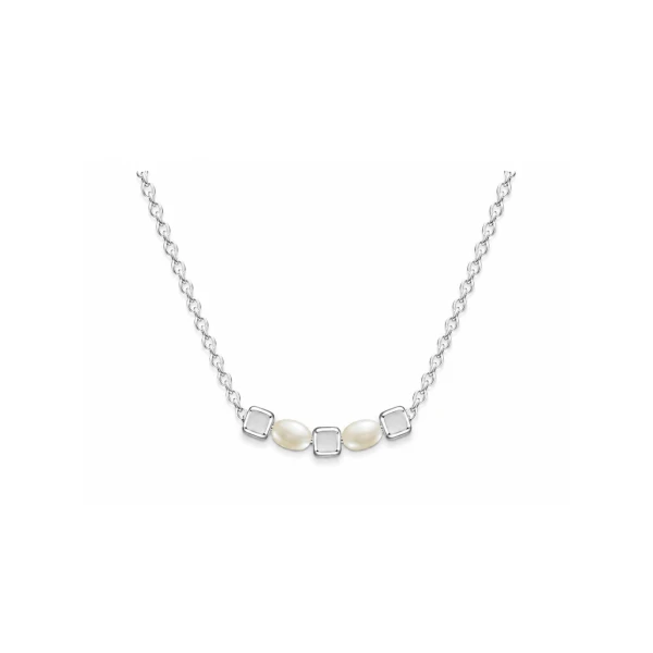 925 Sterling Silber Halskette mit Perlen-Details – N-2406