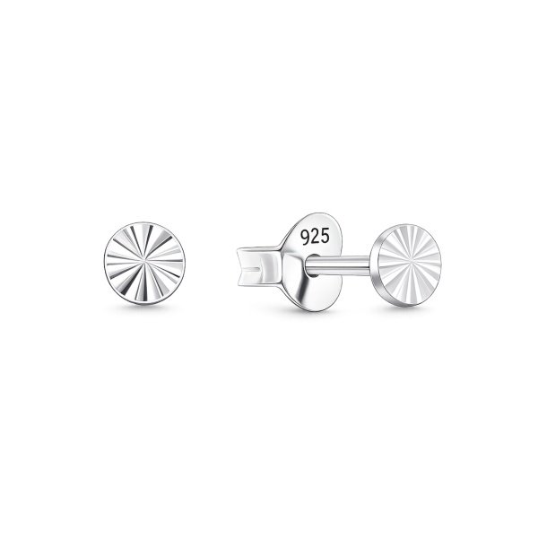 Runde Ohrstecker aus 925 Sterling Silber mit Strahlenstruktur – EP-4211
