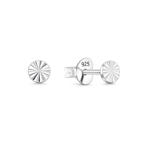 Runde Ohrstecker aus 925 Sterling Silber mit Strahlenstruktur – EP-4211