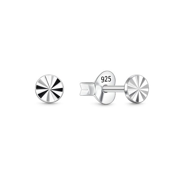 Runde Ohrstecker aus 925 Sterling Silber mit Facettenstruktur – EP-4212