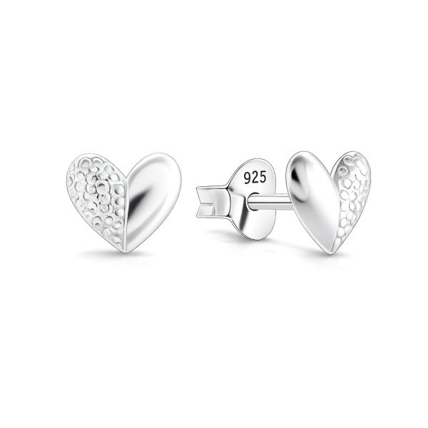 Herz-Ohrstecker aus 925 Sterling Silber mit Struktur - EP-4242