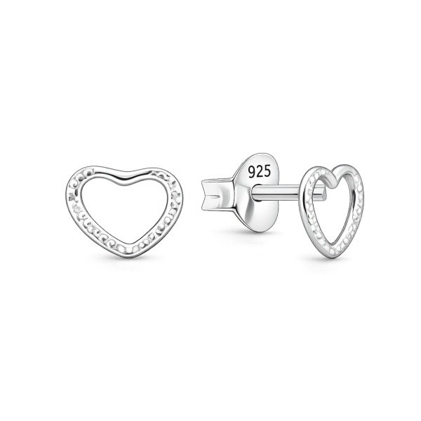 Offene Herz-Ohrstecker Silber 925 mit Struktur – EP-4295