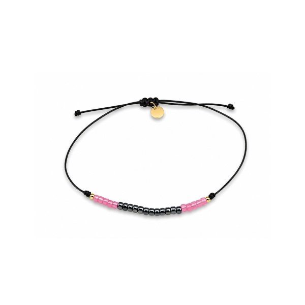 Schwarzes Perlenarmband mit rosa Akzentperlen – BL-5273