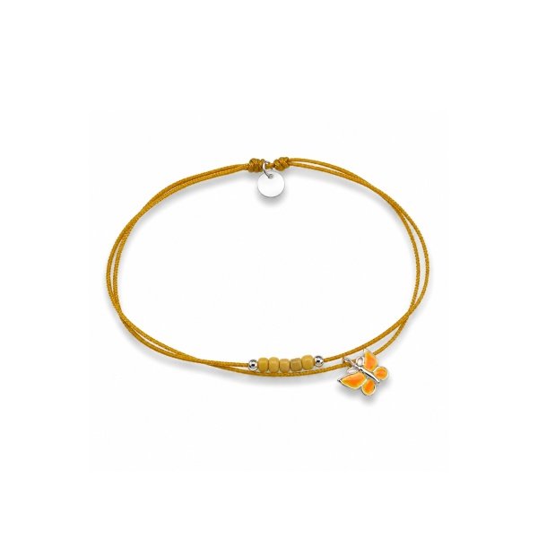 Gelbes Perlenarmband mit Schmetterlingsanhänger – BL-8363